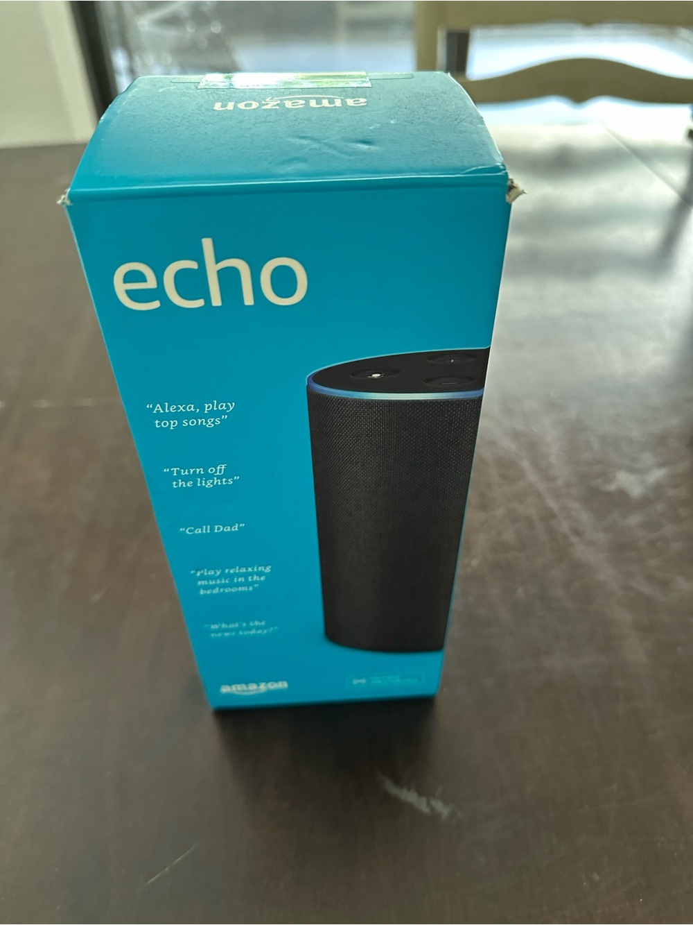 Amazon Echo Smart Speaker - Blue Box with Black Speaker Image 2nd generation